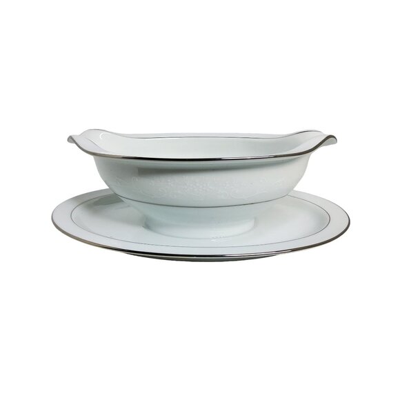 Vintage Noritake Whitehall, China Gravy Boat with attached under Plate - Picture 2 of 5